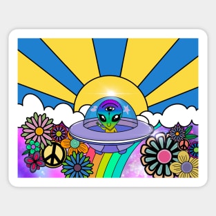 Kawaii flower power alien Sticker